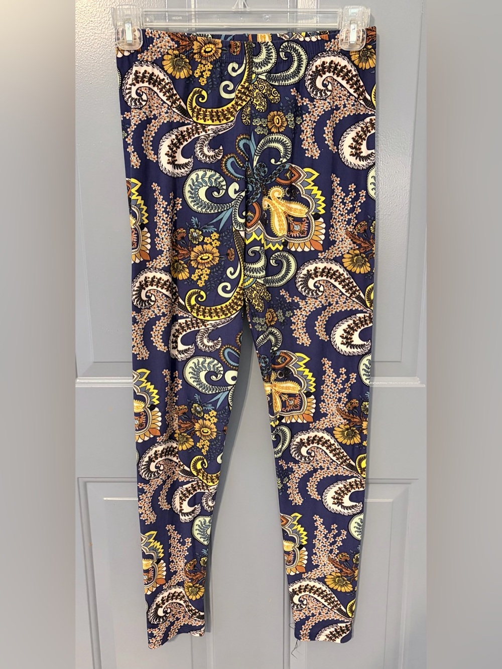Navy Paisley Print Leggings